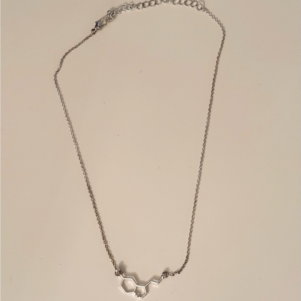 !! DO NOT BUY !!

Silver serotonin chemistry science necklace